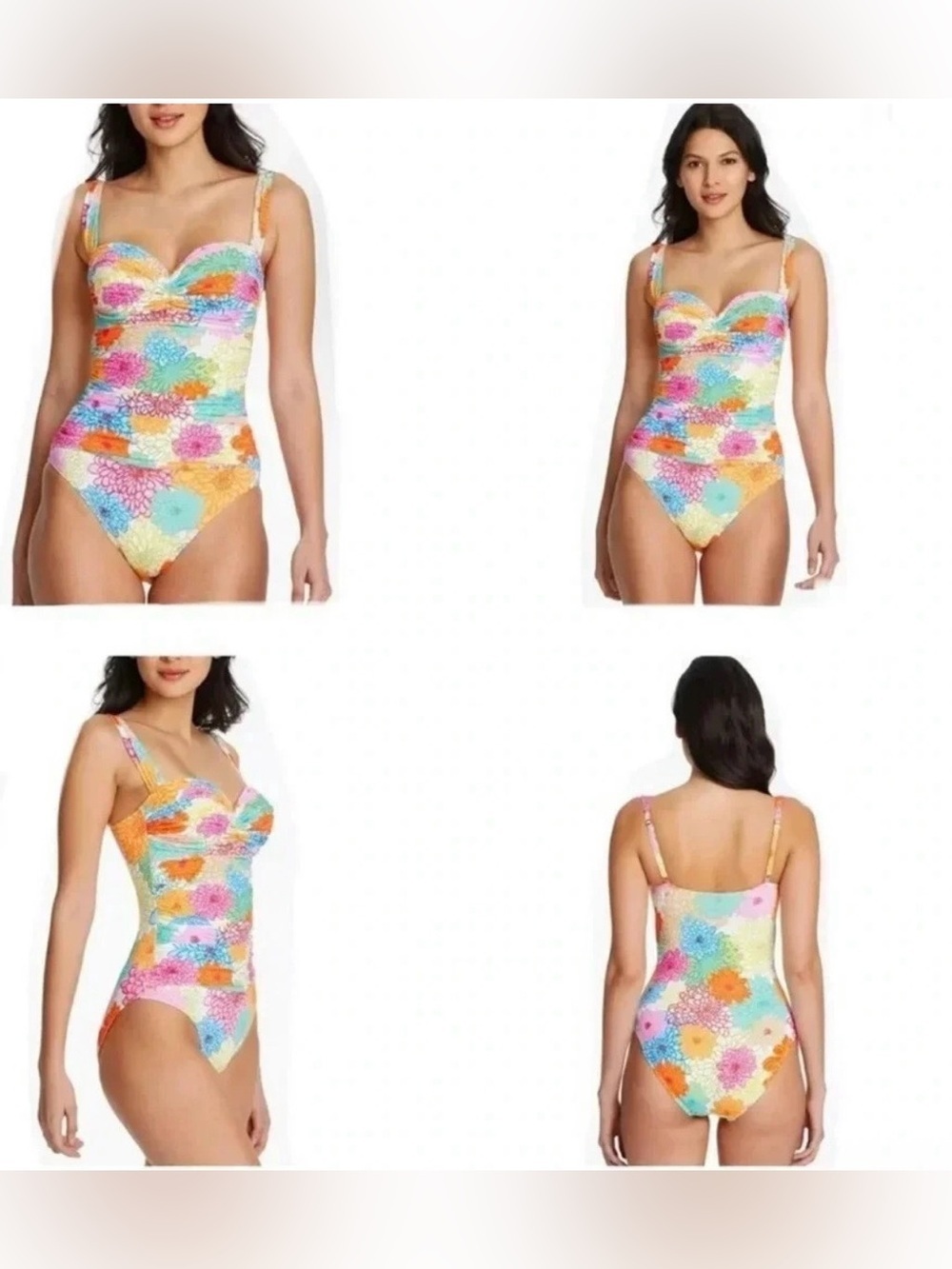 Bleu Rod Beattie Shirred Bandeau One Piece Swimsuit Size 4
